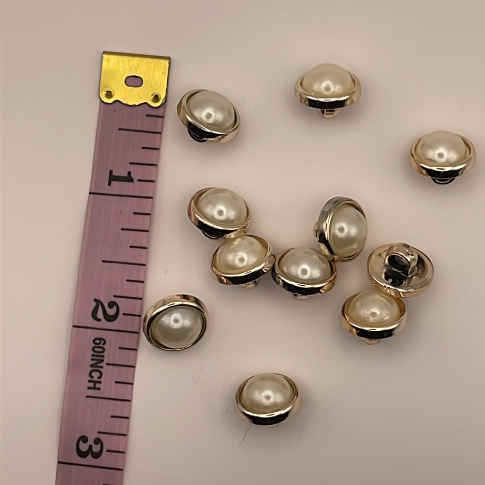 Assorted Plastic Gold Tone Faux Pearl Buttons - Picture 4 of 14